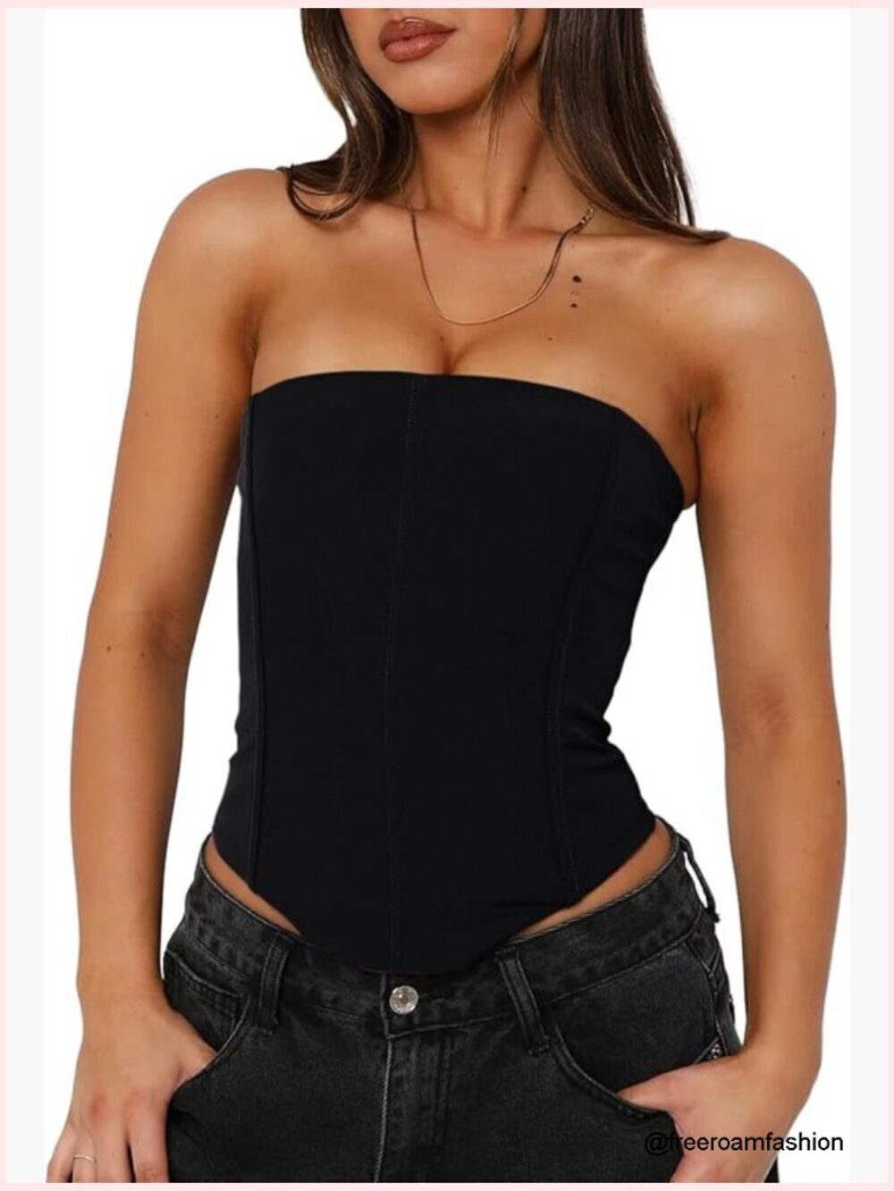Sexy Corset Tube Top Lace-Up Backless Y2K Cropped Tank Double Lined